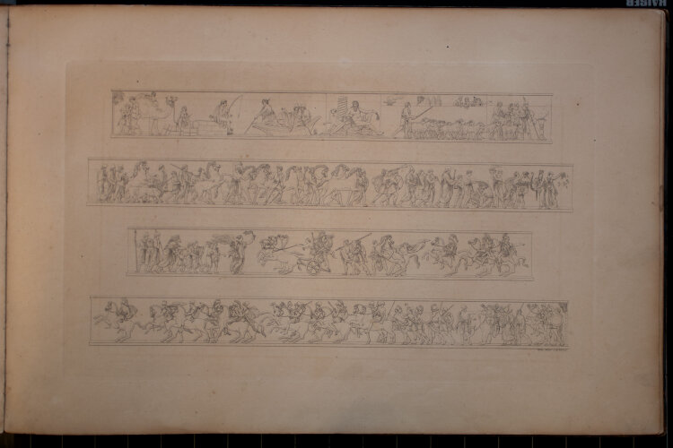 Bertel Thorvaldsen, Friedrich Overbeck, Samule Amsler - Alexanders des Grossen Einzug in Babylon. Marmorfries im Königlich Dänischen Schlosse Christiansburg von Bertel Thorwaldsen. Nach Zeichnungen von Fr. Overbeck und Andern gestochen von Samuel Amsler.