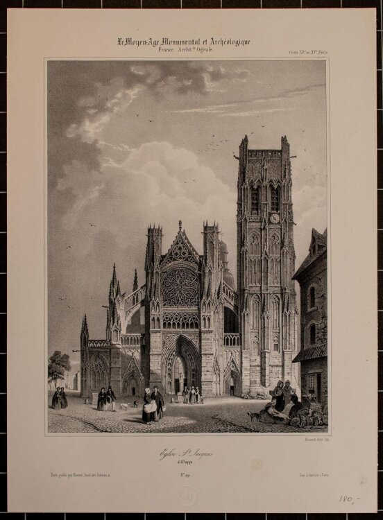 Nicolas M. J. Chapuy - Kirche St. Jaques, Dieppe - Lithographie - 1840