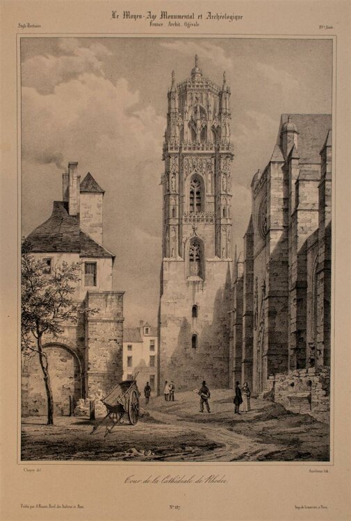 Nicolas M. N Chapuy - Kathedrale in Rodez - Lithographie...