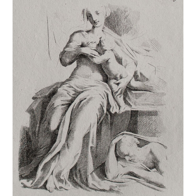Benigno Bossi - Figurenstudie. Maria mit Kind - o.J. - Radierung auf Büttenpapier