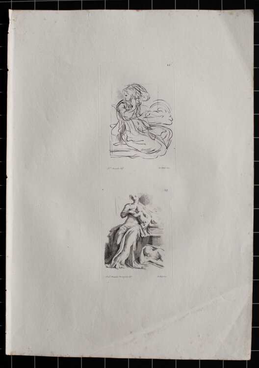 Benigno Bossi - Figurenstudie. Maria mit Kind - o.J. - Radierung auf Büttenpapier