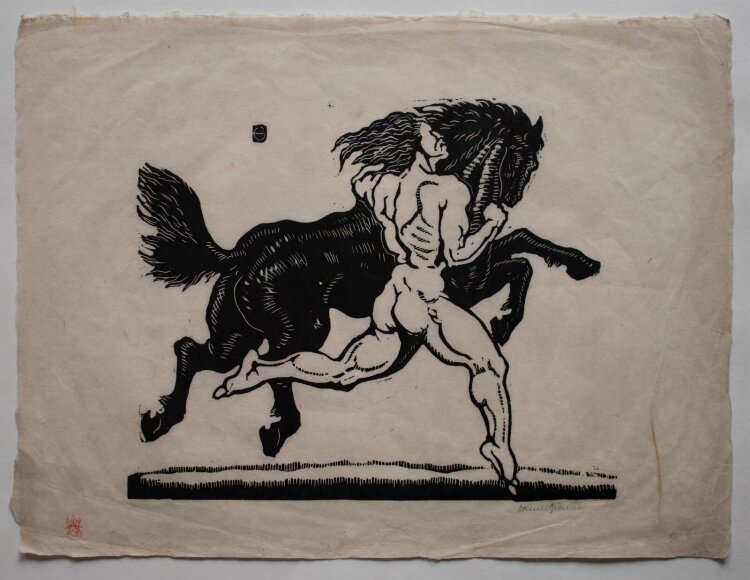 Daniel Greiner - Männerakt mit Pferd - o.J. -...