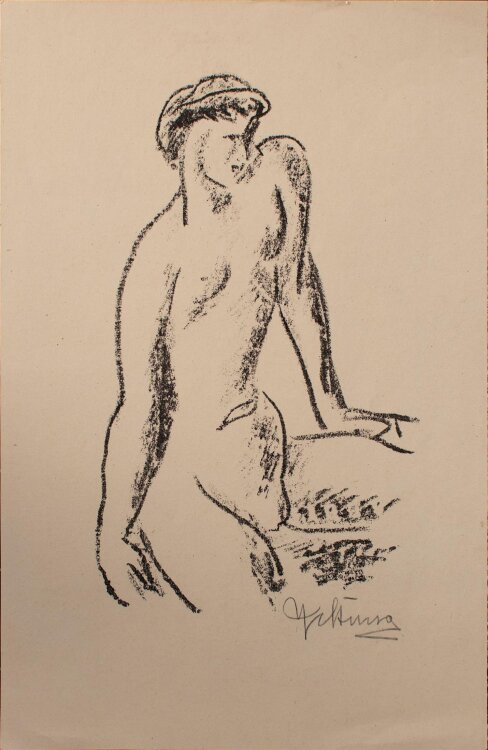 Jan Štursa - Sitzender Akt - Lithografie - o.J.