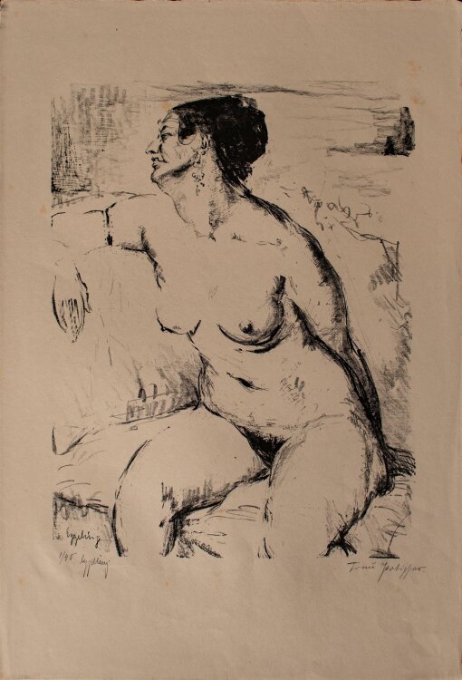Hugo Adolf Eggeling - Sitzender Akt - Lithografie - 1919 - 1/40