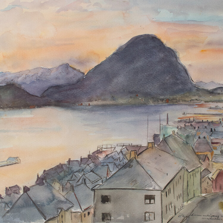 Gerhard Schulte-Dahling - Sonnenuntergang über Aalesund - 1942 - Aquarell