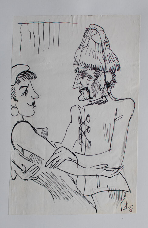 Karl Lotze - Ivan schaut nach Werten - 1958 - Tusche
