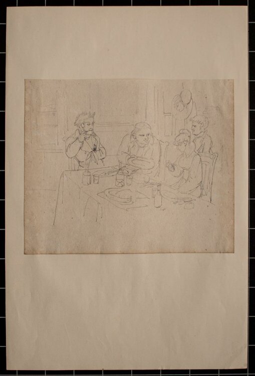 Joseph Simon Volmar - beim Essen - Bleistiftzeichnung - 1820