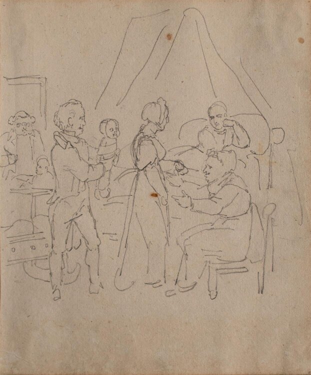 Joseph Simon Volmar - Geburtsszene - Bleistiftzeichnung - 1820