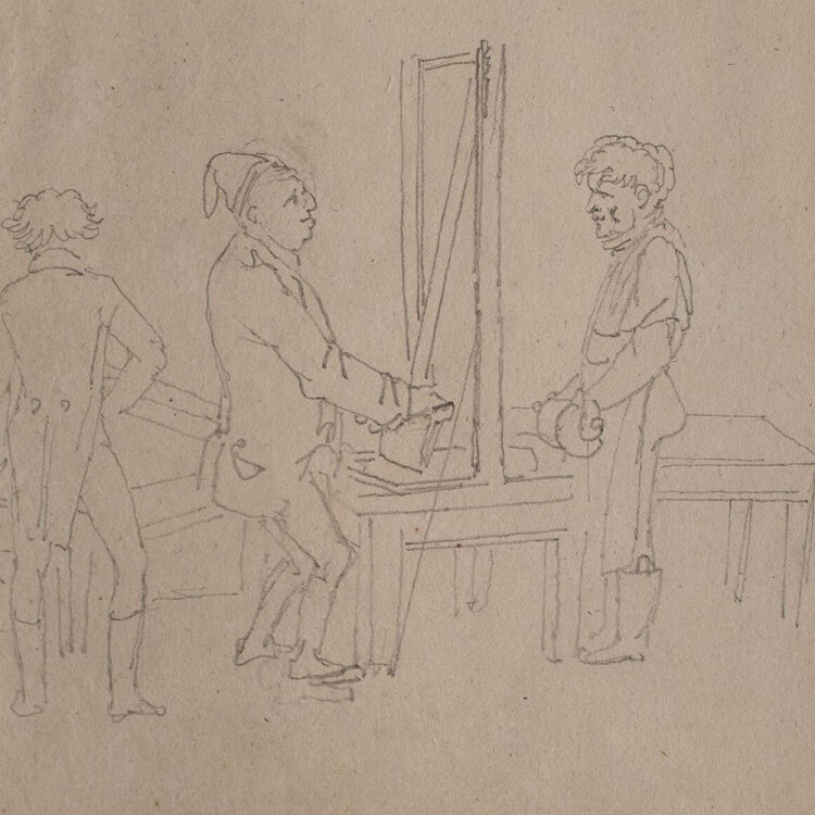 Joseph Simon Volmar - In der Druckerei - 1820 - Bleistift