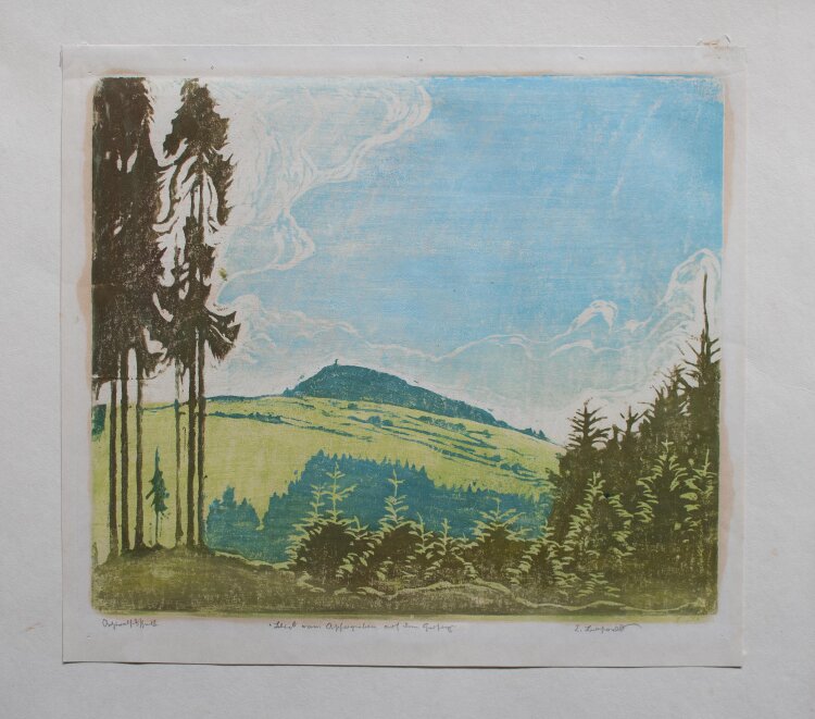 Erich Buchwald-Zinnwald - Blick auf den Geisingberg - o.J. - Farbholzschnitt