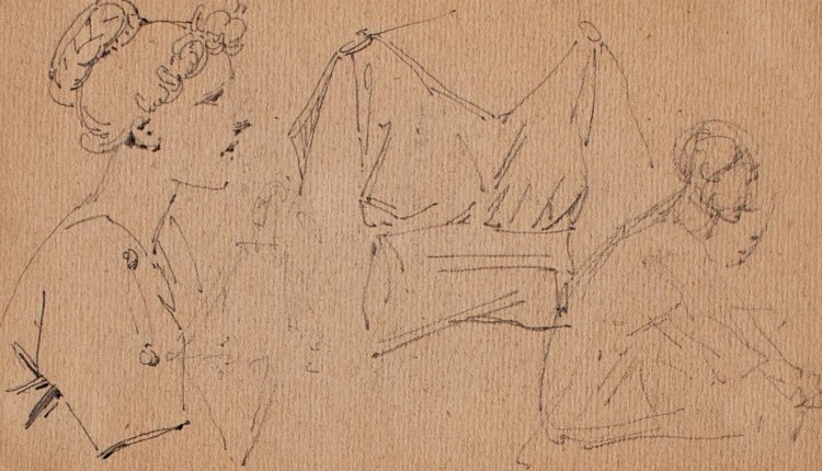 Theodor Volmar - Studien einer Frau - Bleistiftzeichnung - o. J.