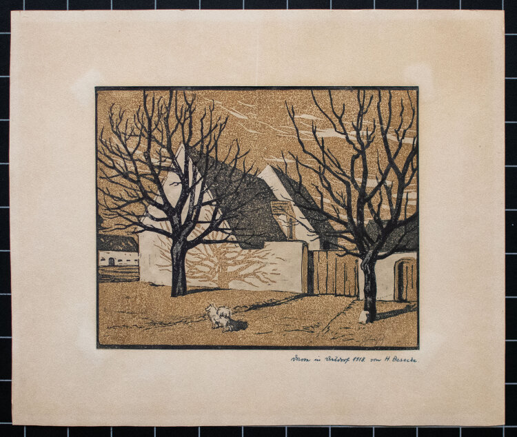 Unbekannt - Hofgebäude mit Hund - 1918 -...