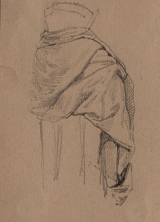Theodor Volmar - Gewandstudie - Bleistiftzeichnung - o. J.