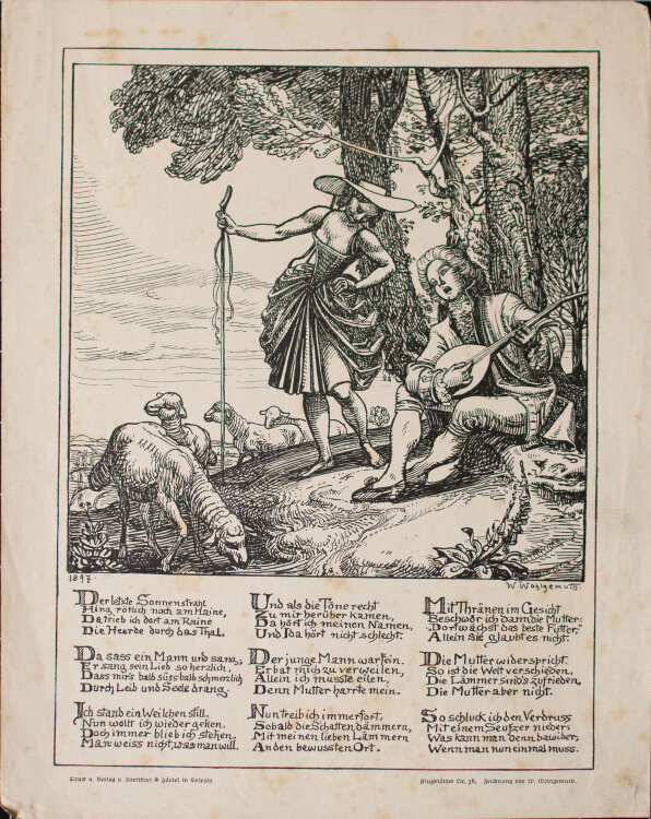 Wilhelm Wohlgemuth - Hirtenlied - 1897 - Lithografie auf geripptem Papier