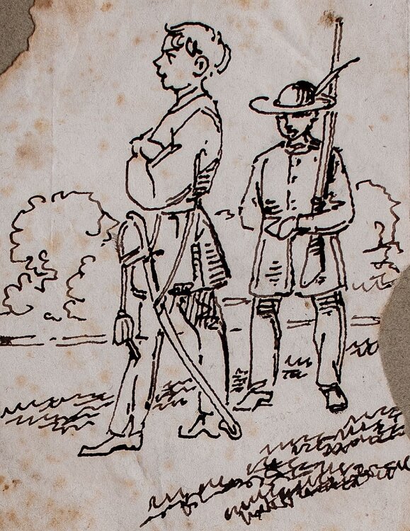 Joseph Simon Volmar - Soldaten - Tuschezeichnung - o. J.