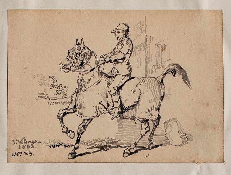 Joseph Simon Volmar - Jockey - Tuschezeichnung - 1853