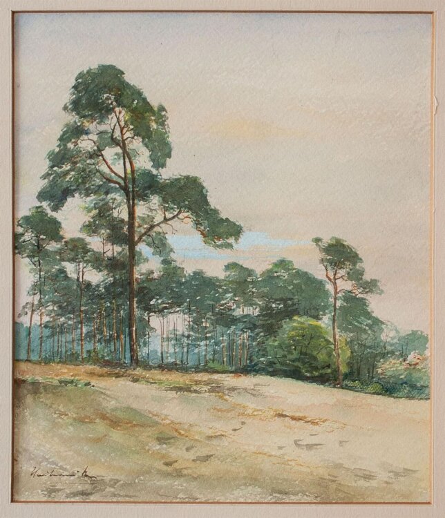 unbekannt - Strandkiefern im Wind - o.J. - Aquarell