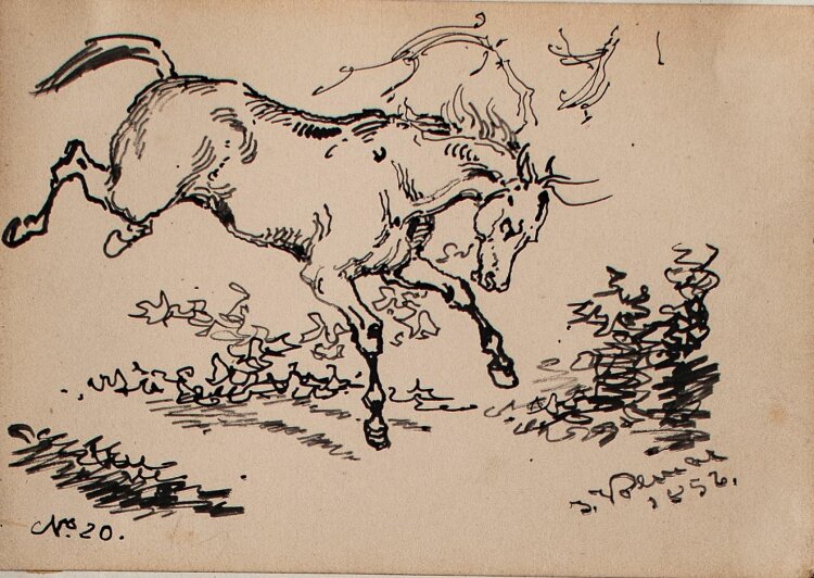 Joseph Simon Volmar - Pferd - Tuschezeichnung - 1852