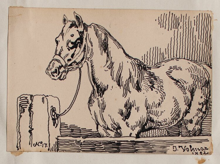 Joseph Simon Volmar - Pferd - Tuschezeichnung - 1852
