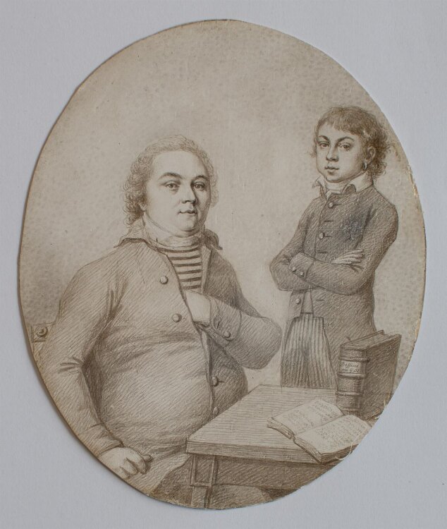E. Stainhauser von Treuberg - Familienporträt - undatiert - Silberstiftzeichnung auf Karton