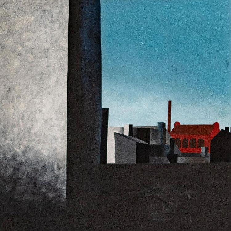 unbekannt - Stadtlandschaft mit Fabrikschornstein - 1964...