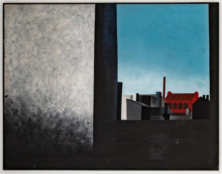 unbekannt - Stadtlandschaft mit Fabrikschornstein - 1964...