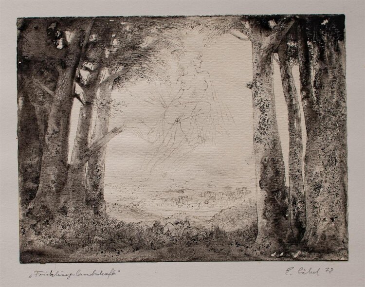 Eberhard Löbel - Frühlingslandschaft - Aquarell - 1978
