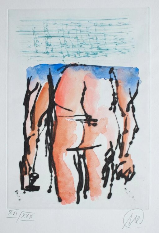 Markus Lüpertz - Der Kunst die Regeln geben - 2005 - aquarellierte Radierung auf Büttenpapier