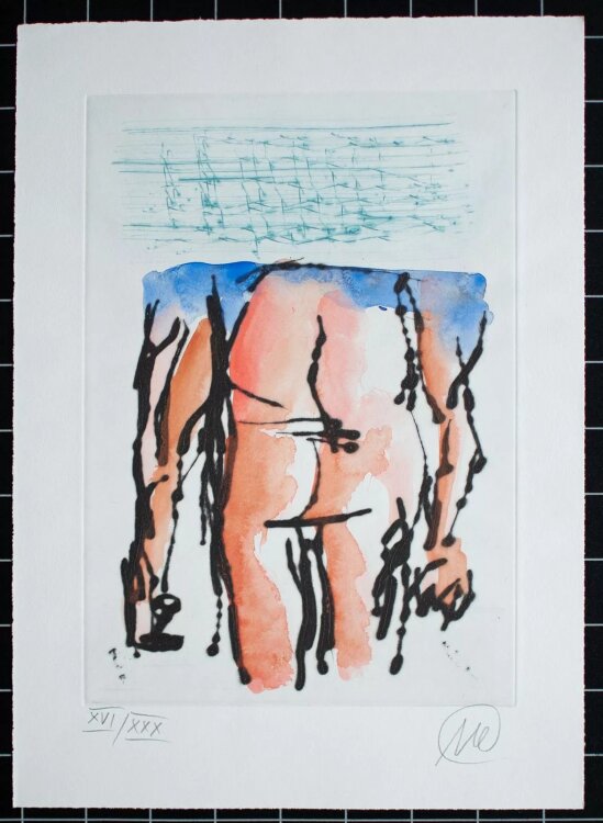Markus Lüpertz - Der Kunst die Regeln geben - 2005 - aquarellierte Radierung auf Büttenpapier