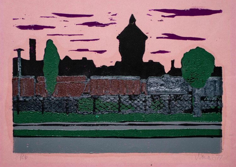 Dieter Nowack - Wasserturm (Ostberlin) - Farblinolschnitt - 1977 - 8/26