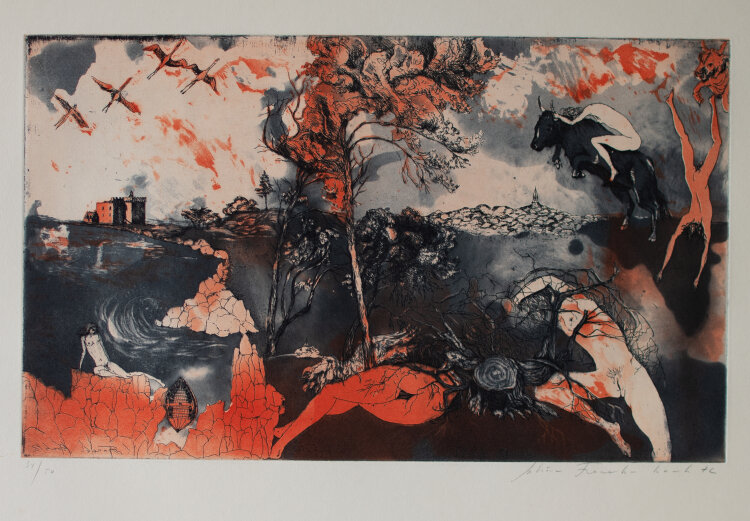 Sabine Franek-Koch - ohne Titel - 1972 - zweifarbige Radierung auf Büttenkarton