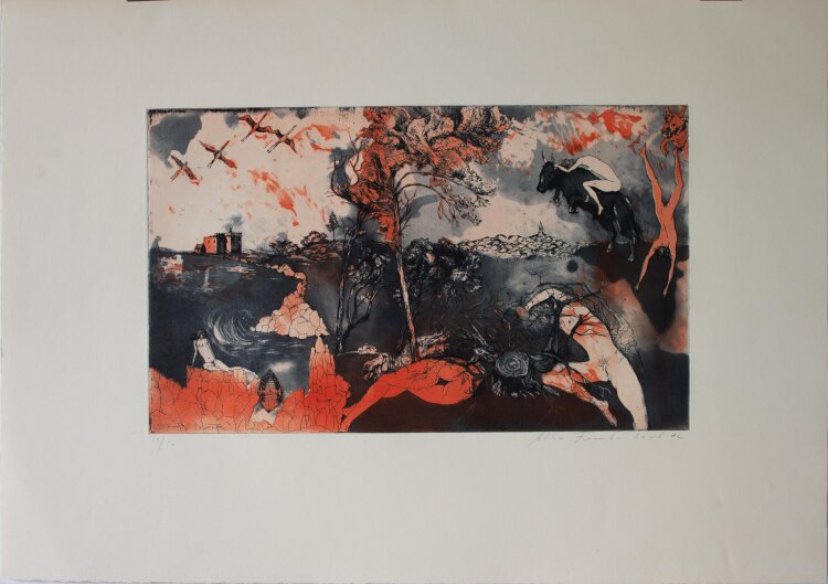 Sabine Franek-Koch - ohne Titel - 1972 - zweifarbige Radierung auf Büttenkarton