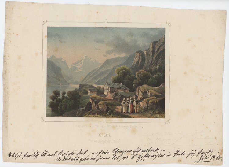 unbekannt - Ansicht von Grütli (Vierwaldstädter See) - undatiert - Farblithografie