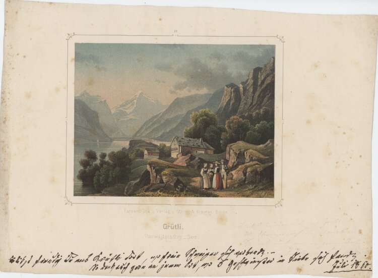 unbekannt - Ansicht von Grütli (Vierwaldstädter See) - undatiert - Farblithografie