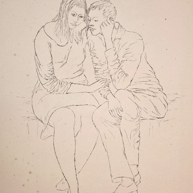 Fritz Cremer - Junges Paar - 1965 - Lithografie