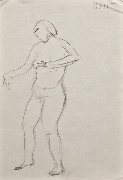 Max Schwimmer - Weiblicher Akt - 1935 - Bleistiftzeichnung auf dünnem Skizzenpapier