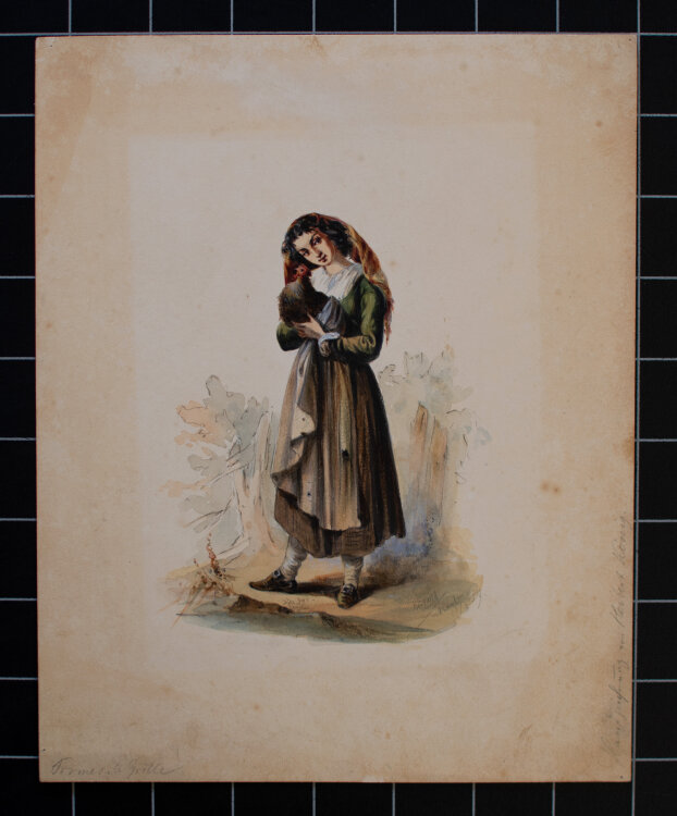 Herbert König - Bauernmädchen mit Henne - 1859...