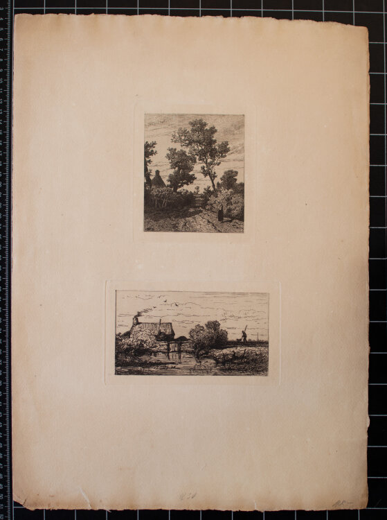 Willem Roelofs - Feldweg mit Bäuerin/ Feldlandschaft...