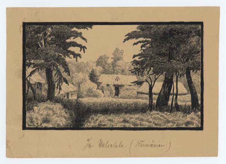 Unbekannt - Rumänisches Dorf - o. J. - Tusche, Tinte