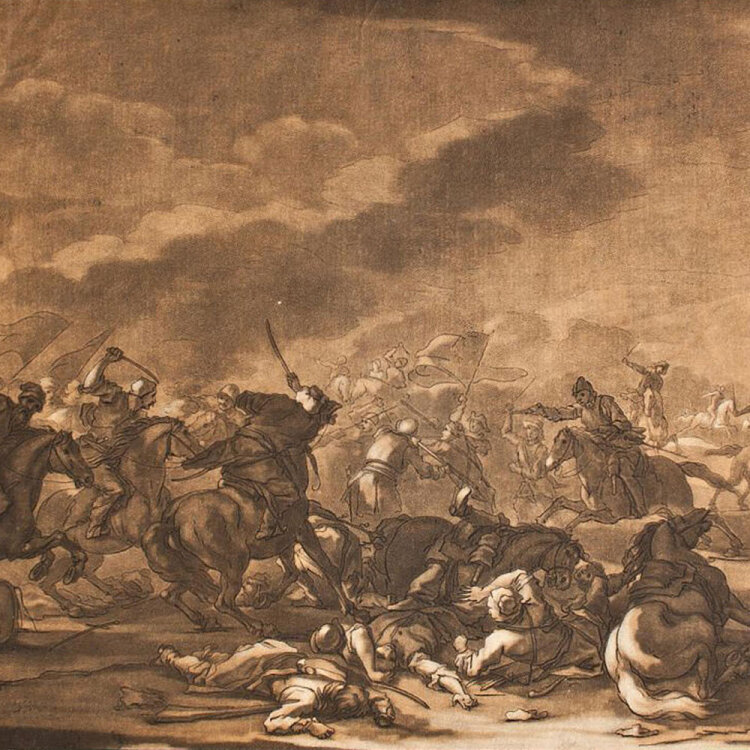 Georg Philipp Rugendas nach - Schlachtenszene - 1694 - Mezzotinto