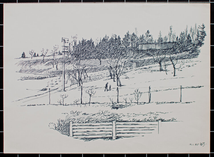 Uli Huber - Zwei in der Landschaft - 1975 - Faserstift