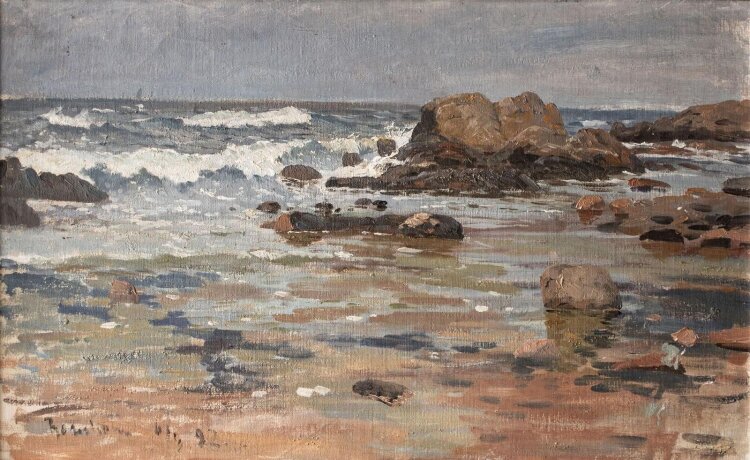 Otto Julius Goebel - Felsige Küstenlandschaft - 1892 - Öl auf Leinwand