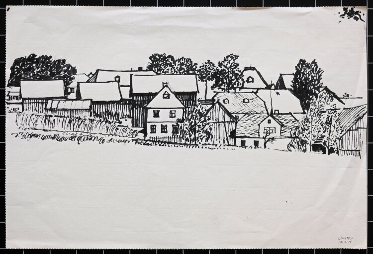 wohl Uli Huber - Lehsten - 1956 - Tuschfeder auf geripptem Papier