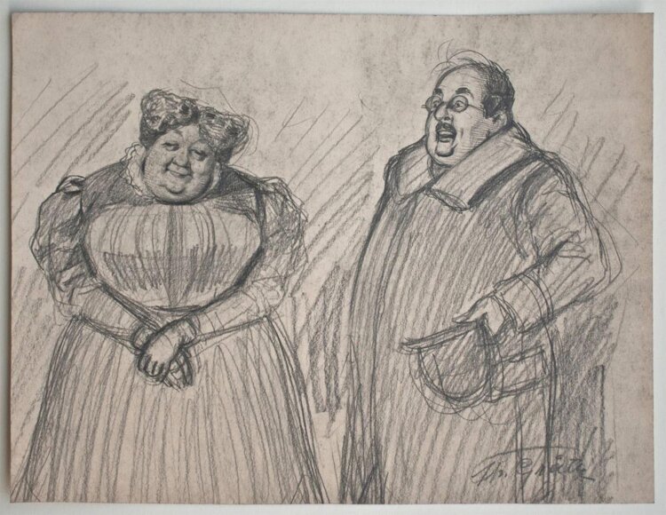 Theodor Grätz - Älteres Paar - undatiert - Bleistiftzeichnung auf Papier