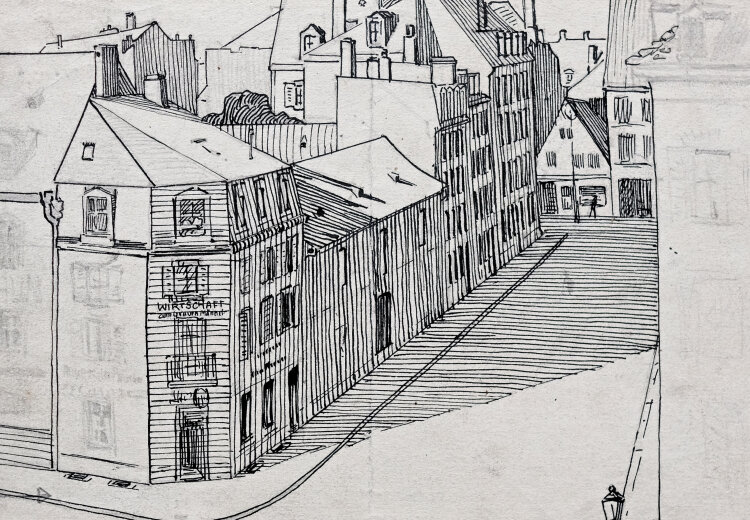 Uli Huber - Graumannsgasse in Straßburg - 1917 - Feder über Bleistift