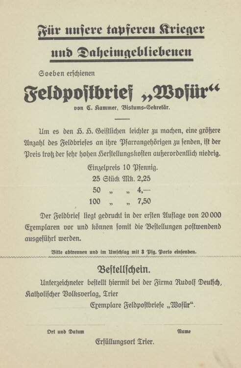 Bistum Trier - Werbung - ohne Jahr
