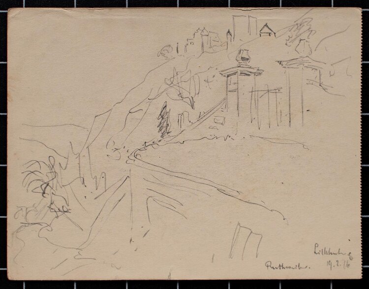 Wilhelm Danz - Burg Lichtenberg - Bleistiftzeichnung - 1926