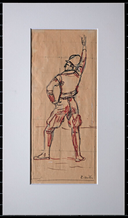 Ferdinand Hodler - Studie zur Einmütigkeit, Schwörender - o.J. - Aquarell, Gouache und Bleistift auf chamoisfarbenem Velin