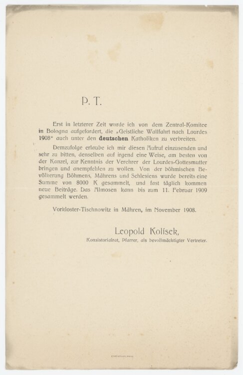 Leopold Kolisek, Konsistorialrat - Werbung - 1908