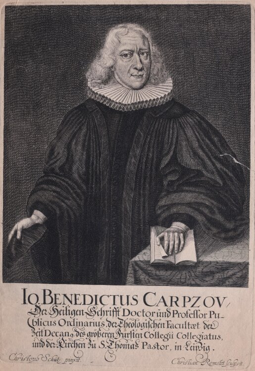 Christian Romstet - Bildnis Johann Benedict Carpzov II. - undatiert - Kupferstich auf Büttenpapier
